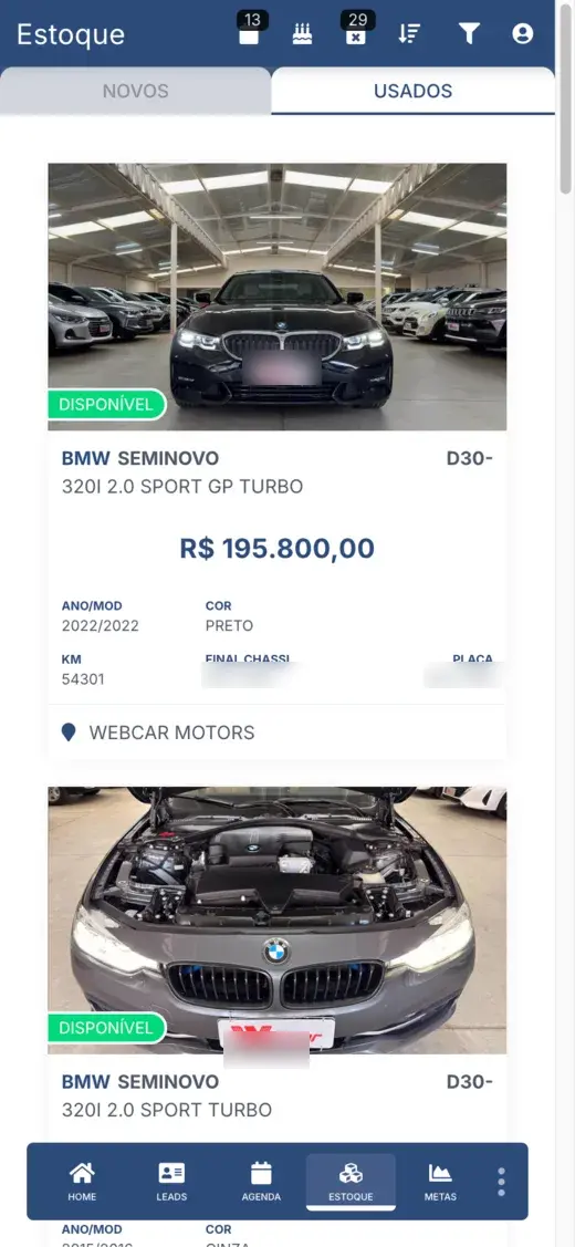 Tela mobile do DuLeads com detalhe de lead e dados de oportunidade